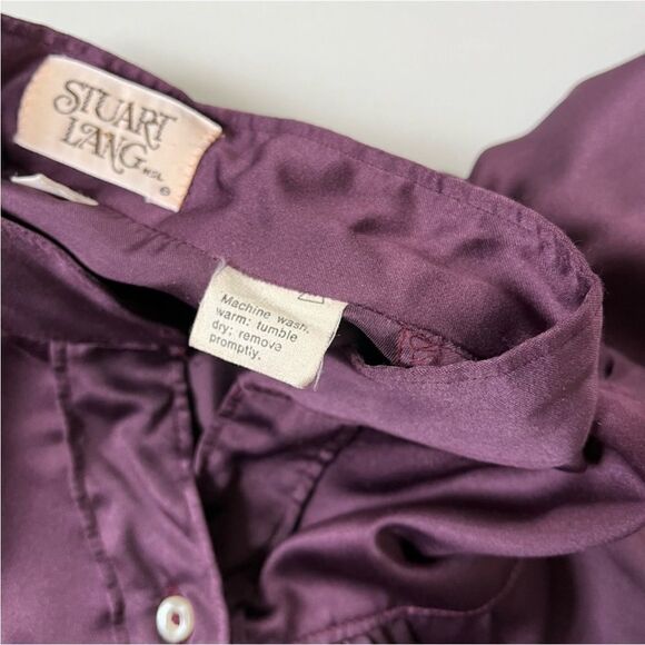Vintage Purple Satin Blouse - Picture 8 of 9